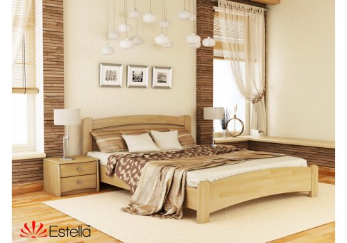 Деревянная кровать Венеция Люкс Бук щит с ортопедическим матрасом с классическими пружинами 140*190